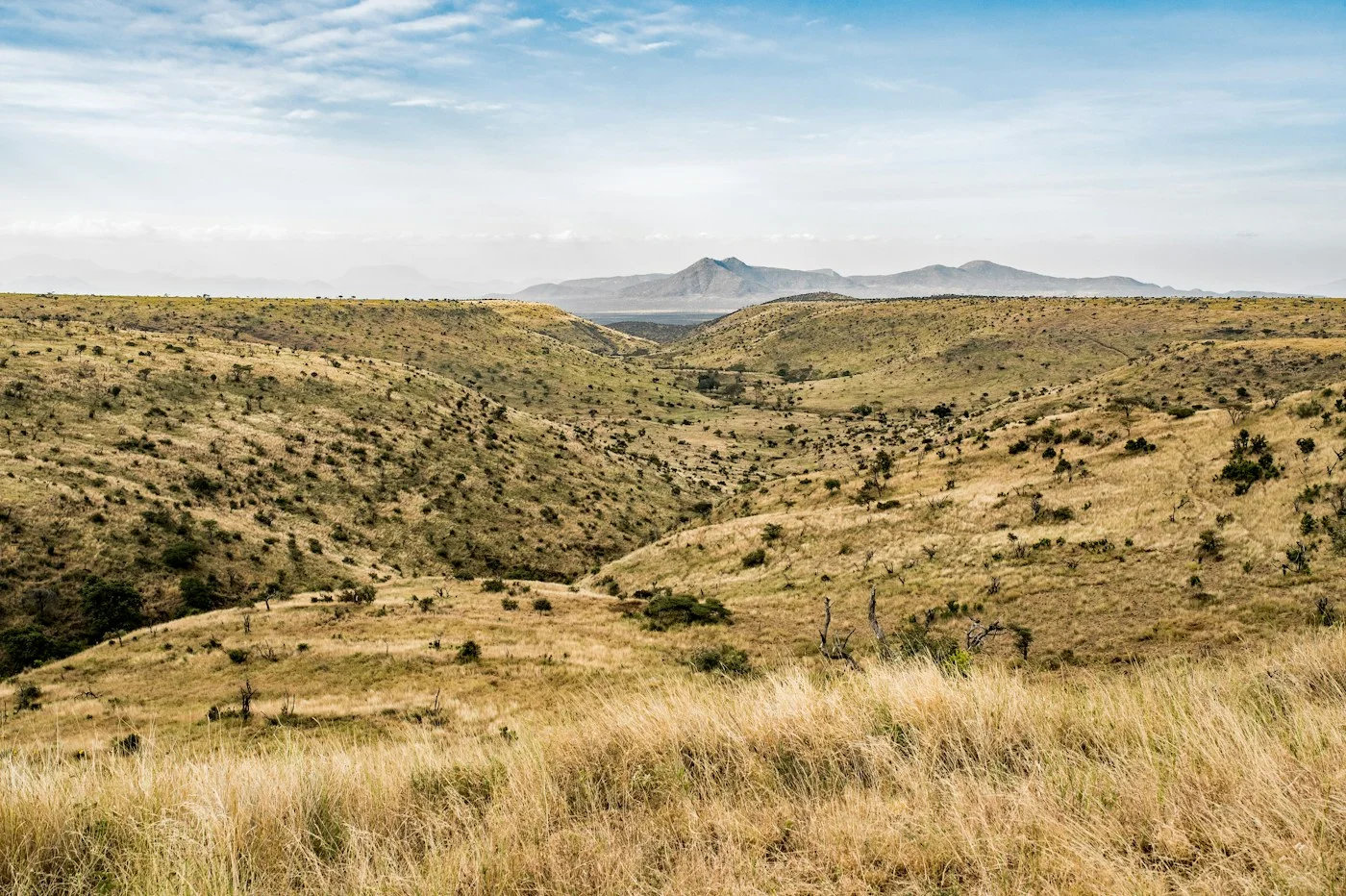 Sunlit hills in Samburu, Kenya